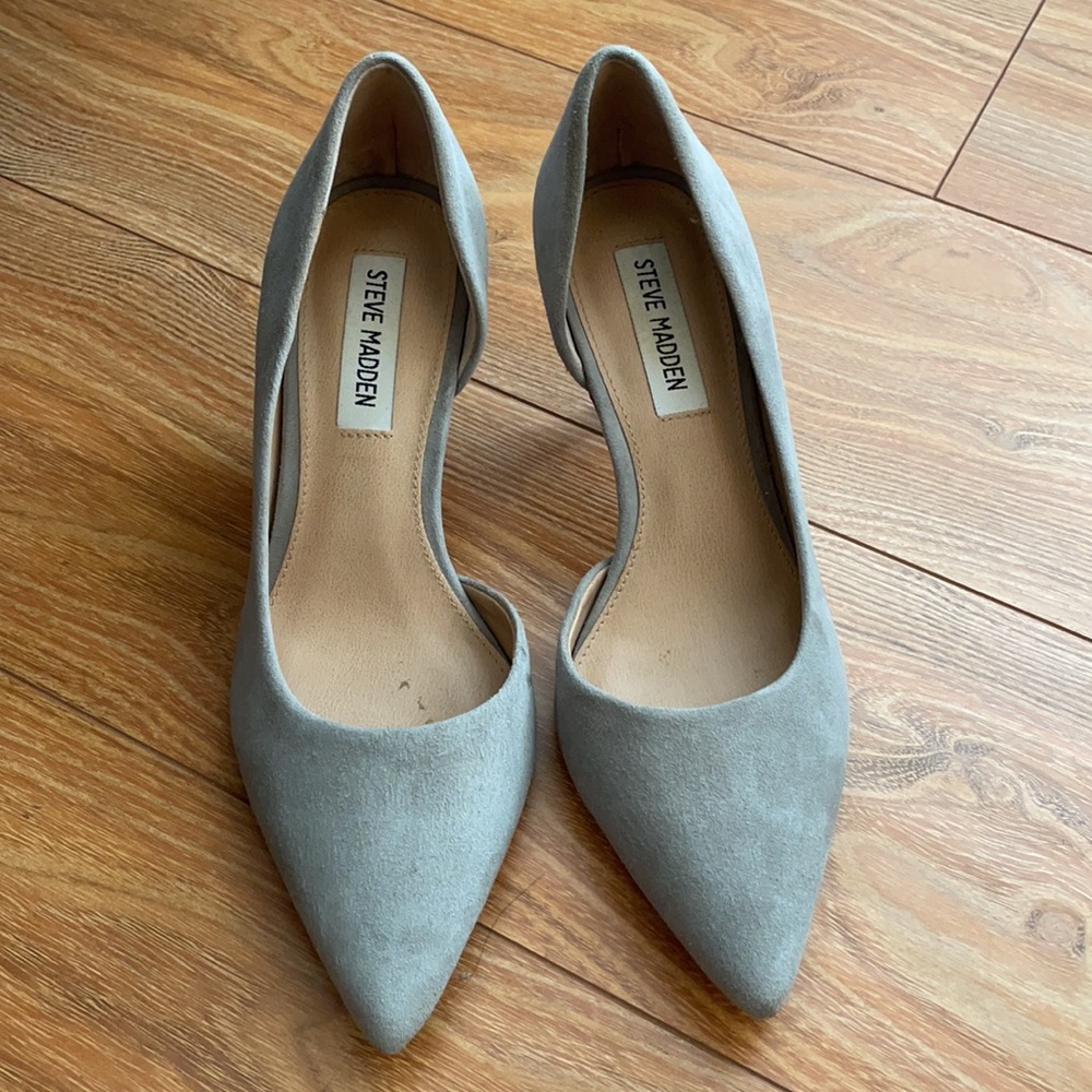 Steve Madden Gray Suede Pointed Toe Kitten Heels